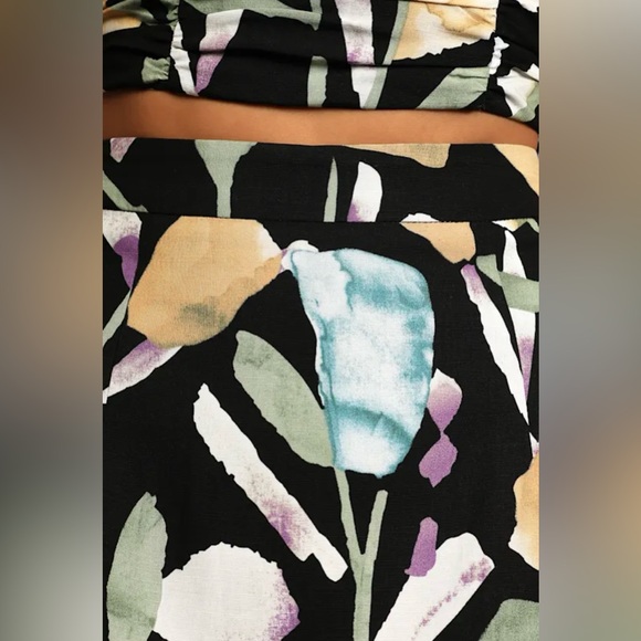 Lulus Black Floral Super Bloom Midi Skirt Large - Picture 4 of 8